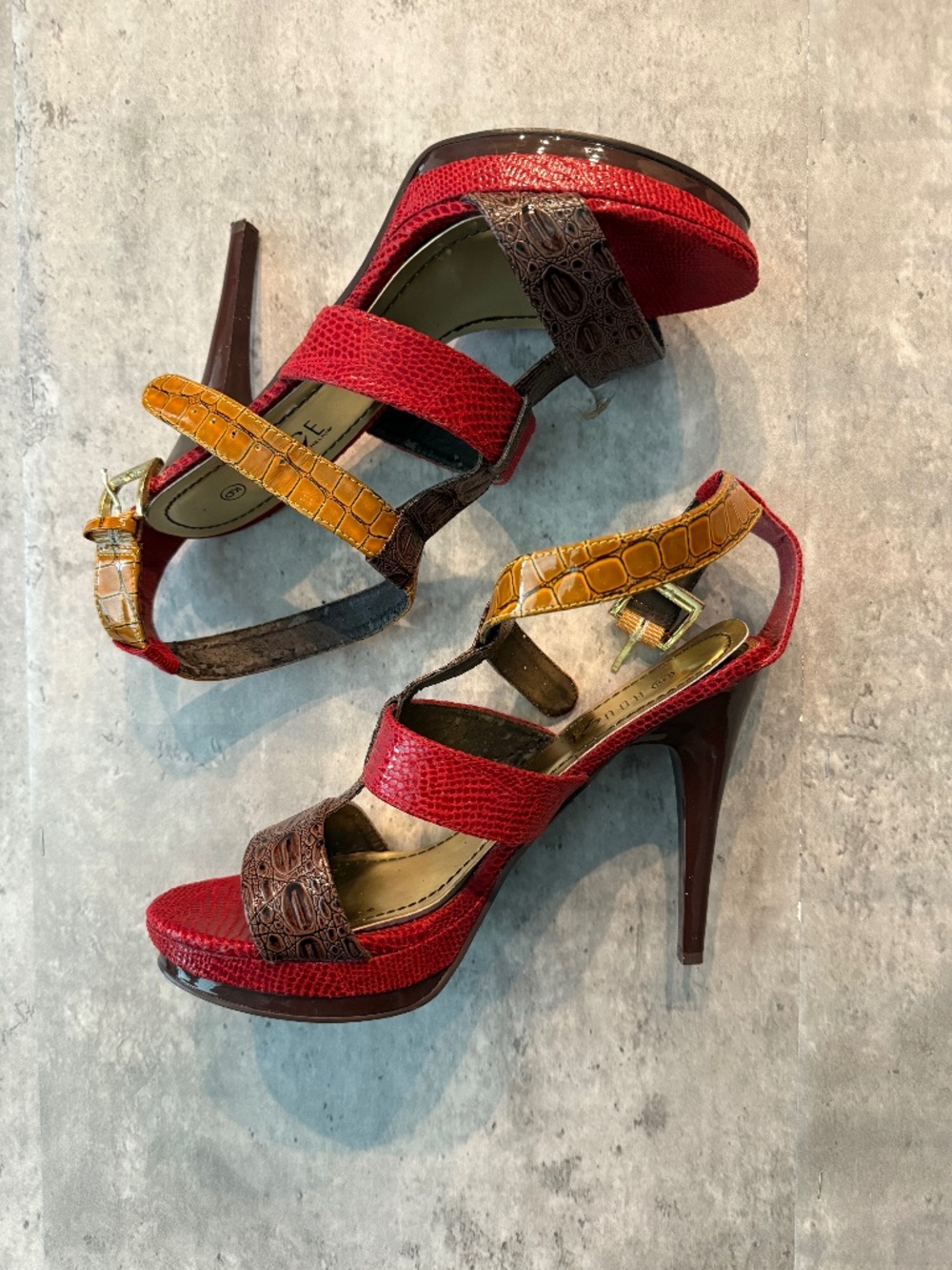 Women’s Colorful Strappy Platform Heels Size 9 Dressy Party Y2K